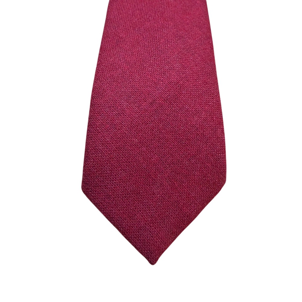 Woolcrofter by Wembley Mens Red Wool Necktie Solid Textured Classic Tie